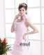 Organza Ruffles Flowers One Shoulder Cathedral Train Mermaid Wedding Dresses