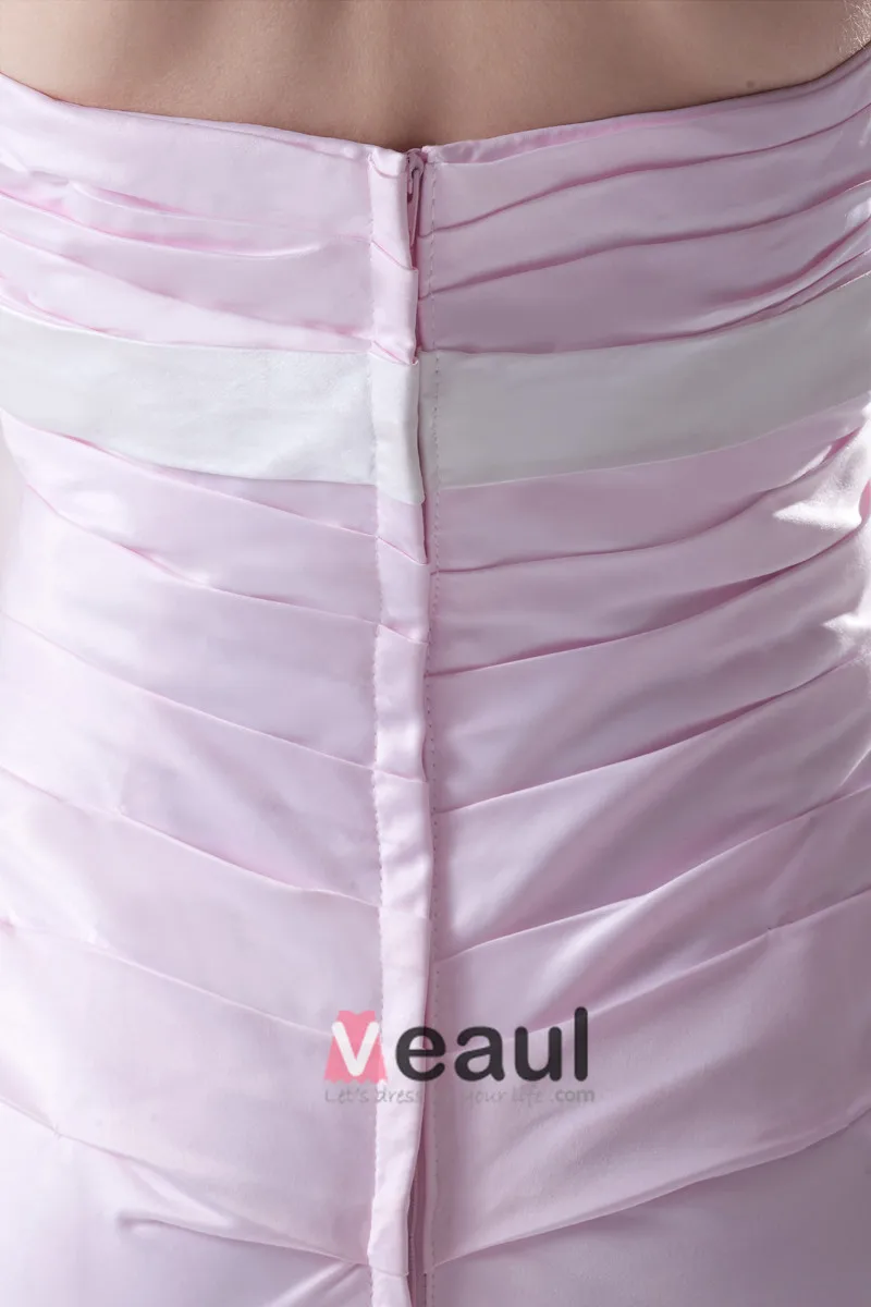 Mote Satin Plissert Bowknot Kjaereste Ermelos Ankel Lengde Brudepikekjoler