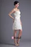 Fashion Satin Lace Pleated Flower Strapless Thigh Length Mini Wedding Dress