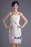 Fashion Satin Lace Pleated Flower Strapless Thigh Length Mini Wedding Dress