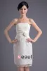 Fashion Satin Spitze Gefaltetes Blumenträgerlosen Oberschenkellänge Kurz Brautkleider Mini