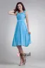 Chiffon Ruffle Flower Shoulder Straps Knee Length Bridesmaid Dress