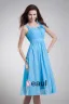 Chiffon Ruffle Flower Shoulder Straps Knee Length Bridesmaid Dress