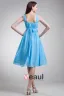 Chiffon Ruffle Flower Shoulder Straps Knee Length Bridesmaid Dress