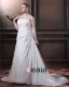 A-ligne De Balayage Bretelles En Mousseline De Soie Satin Perle Plus La Robe De Mariage De Taille