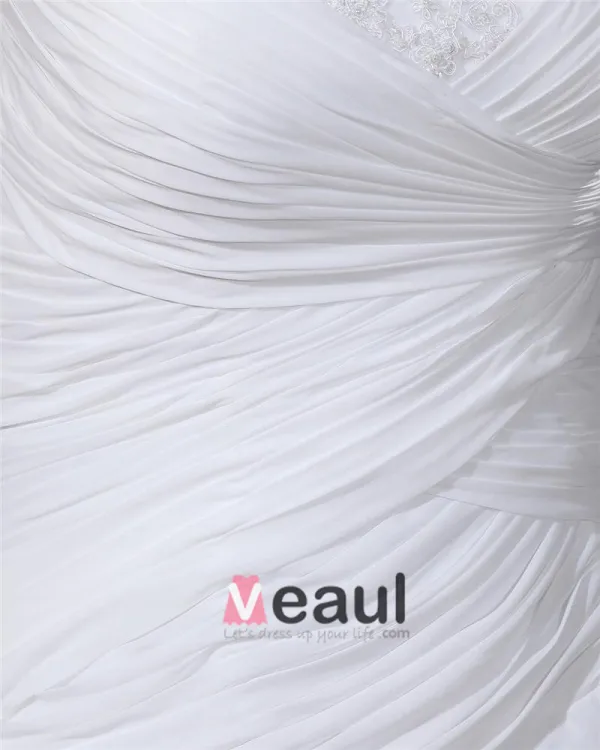 A-ligne De Balayage Bretelles En Mousseline De Soie Satin Perle Plus La Robe De Mariage De Taille