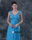 Klassiske Chiffon Ruffle Kjaereste Gulv Lengde Modre Av Bruden Gjester Kle