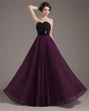 Chiffon Perler Ruffles Kjaereste Gulv Lengde Ballkjoler