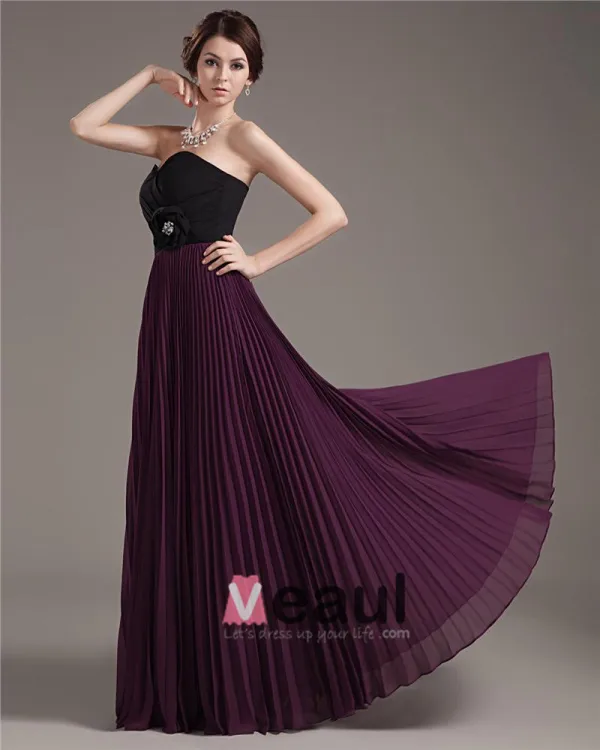 Chiffon Perler Ruffles Kjaereste Gulv Lengde Ballkjoler