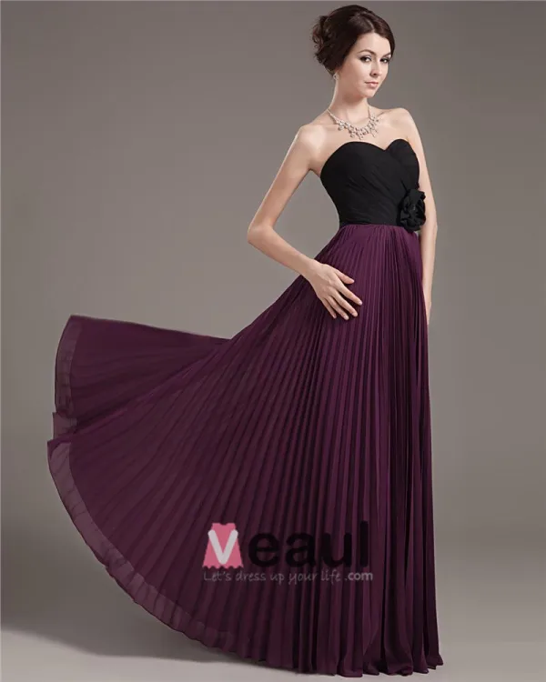 Chiffon Perler Ruffles Kjaereste Gulv Lengde Ballkjoler