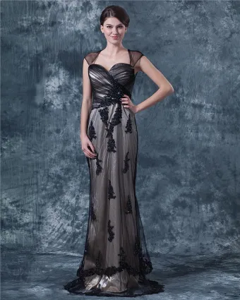 Lace Ruffle Queen Anne Floor Length Mothers Of Bride Guests Dresses
