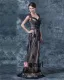 Lace Ruffle Queen Anne Floor Length Mothers of Bride Guests Dresses
