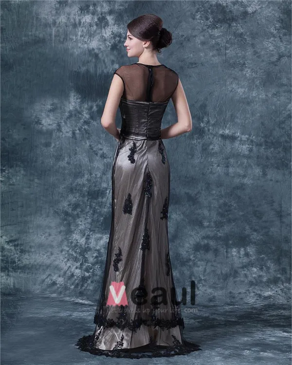 Lace Ruffle Queen Anne Floor Length Mothers of Bride Guests Dresses