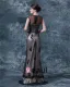 Lace Ruffle Queen Anne Floor Length Mothers of Bride Guests Dresses