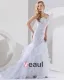Organza Beading Layered Sweetheart Chapel Train Mermaid Wedding Dress
