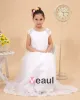 Cute A-Line Jewel Floor Length Satin Organza Flower Girl Dress