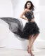 Volants D'organza D'applique Sweetheart Rez-de Robes De Cocktail De Longueur