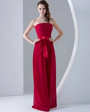 Chiffon Ruffles Stroppelos Ermelos Gulv Lengde Brudepikekjoler