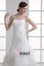 Organza Flower Strapless Court Train Tiered Mermaid Wedding Dress