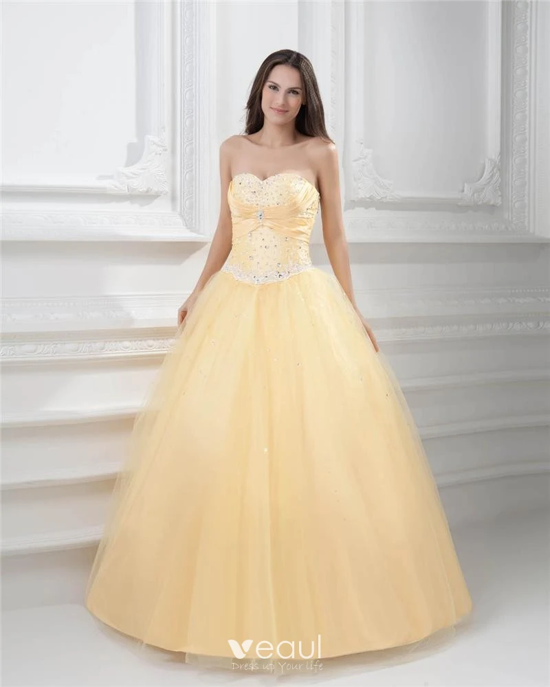 Yellow Satin Ball Gown Sweetheart Floor Length Prom Dress Yellow Satin Ball Gown Sweetheart Floor Length Prom Dress