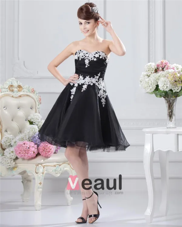 Chiffon Applikasjon Kjaereste Knelange Cocktail Kjoler Festkjoler