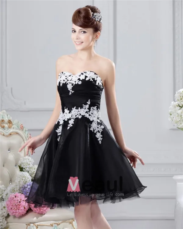 Chiffon Applikasjon Kjaereste Knelange Cocktail Kjoler Festkjoler