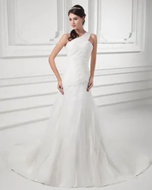 Organza Volant Un Train Tribunal Robe De Mariée Sirène D Epaule