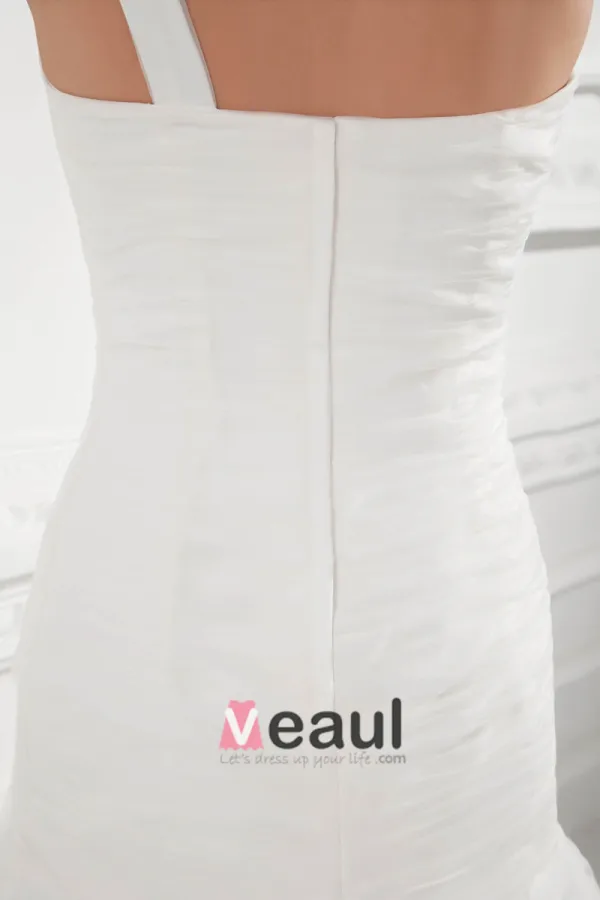 Organza Ruffle One Shoulder Court Train Mermaid Wedding Dress