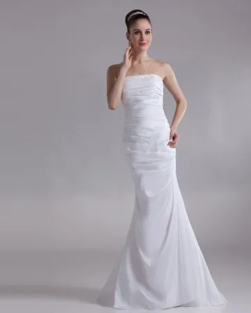 Taft Pailletten Strapless Vloer Lengte Schede Bruidsjurken Trouwjurken