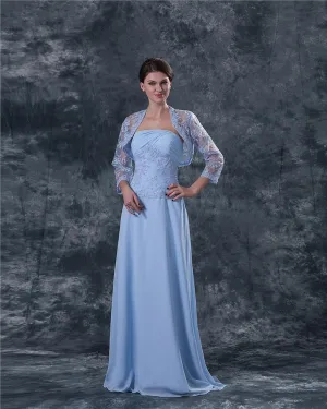 Chiffon Lace Embroidery Queen Anne Floor Length Mothers Of Bride Guests Dress