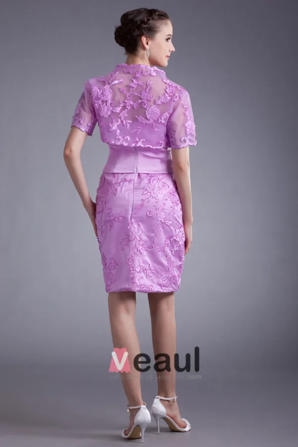 Satin Tulle Flower Strapless Mini Mother Of The Bride Dress