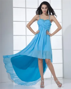 Chiffon Drapere Perle Kjaereste Gulv Lengde Cocktail Kjoler Festkjoler
