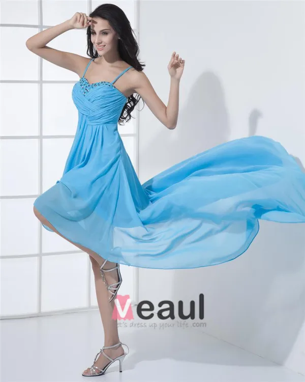 Chiffon Drapere Perle Kjaereste Gulv Lengde Cocktail Kjoler Festkjoler