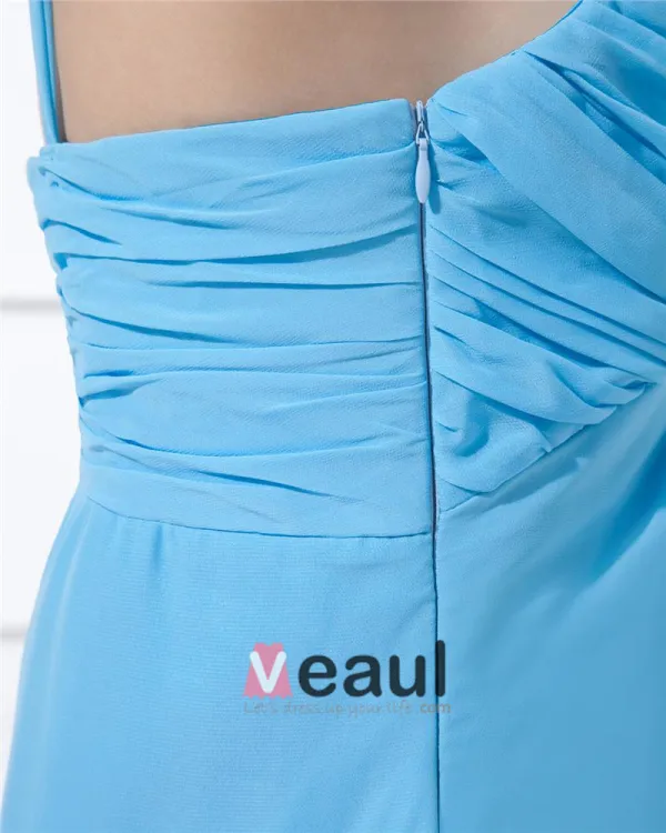 Chiffon Drapere Perle Kjaereste Gulv Lengde Cocktail Kjoler Festkjoler