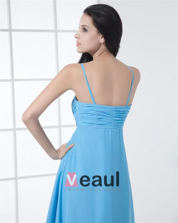 Chiffon Drapere Perle Kjaereste Gulv Lengde Cocktail Kjoler Festkjoler