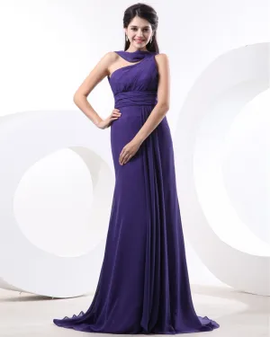 Chiffon Pleat One Shoulder Sleeveless Bridesmaid Dresses