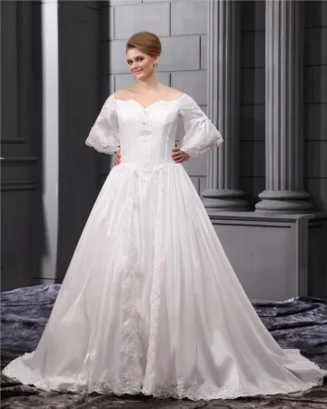 Organza Kralen Applique Lieverd Rechter Grote Maten Bruidsjurken Trouwjurken