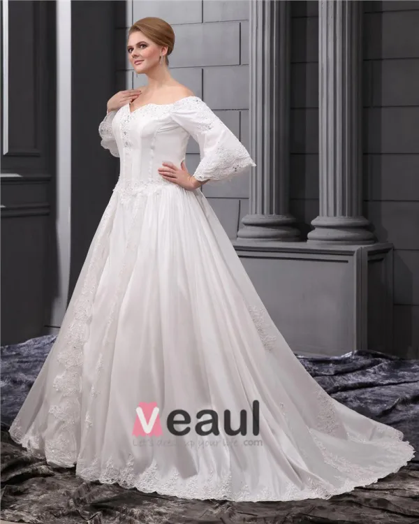 Organza Perles Cour Cherie Applique Plus La Taille Robe De Mariage Nuptiale Robe