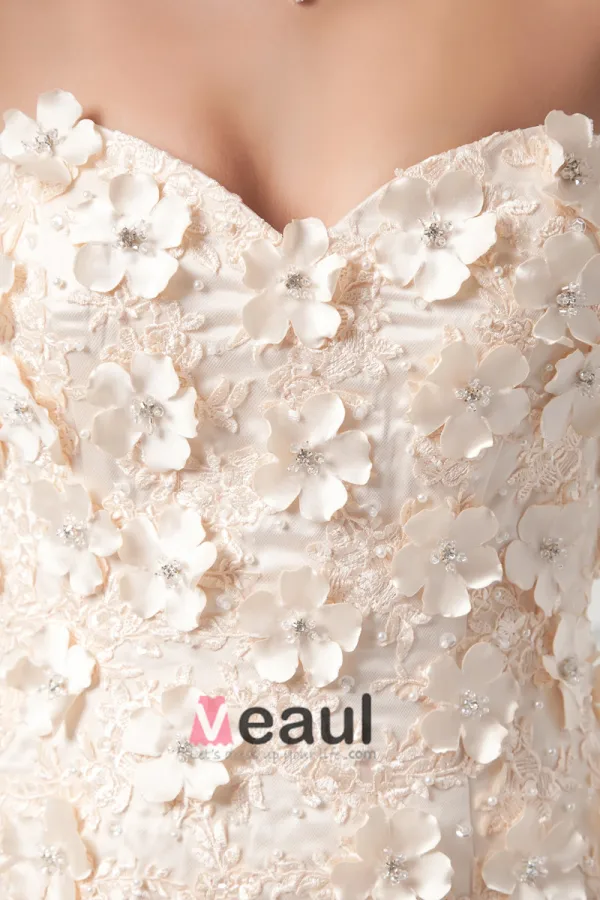 Tulle Applique Beading Sweetheart Court Train Mermaid Wedding Dress