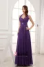 Chiffon Satin Silk Beading Ruffle Halter Sleeveless Backless Floor Length Pleated Evening Dress