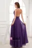 Chiffon Satin Silk Beading Ruffle Halter Sleeveless Backless Floor Length Pleated Evening Dress
