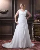 Elegant Chiffon V-Neck Chapel Train A-Line Bridal Plus Size Wedding Dress