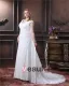 Elegant Train Chapelle V-cou En Mousseline De Soie A-ligne De Mariée Plus La Taille Robe De Mariée