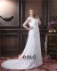 Elegant Train Chapelle V-cou En Mousseline De Soie A-ligne De Mariée Plus La Taille Robe De Mariée