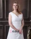 Elegant Train Chapelle V-cou En Mousseline De Soie A-ligne De Mariée Plus La Taille Robe De Mariée