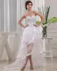 Satin Gauze Beadings Sweetheart Sleeveless Backless Court Train Asymmetrical Mini Wedding Dress