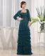 Sweetheart 3/4 Lengde Ermet Glidelas Beading Krusning Gulv Lengde Chiffon Mor Til Bruden Kjole