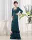 Sweetheart 3/4 Lengde Ermet Glidelas Beading Krusning Gulv Lengde Chiffon Mor Til Bruden Kjole