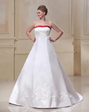 Applique De Satin Halter Tribunal Longueur Au Sol Plus La Taille De Mariée Robes De Mariage De Robe