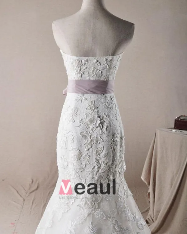 Gracieux Perles Applique Conception De Ceinture Bustier En Tulle Robe De Mariée Sirène